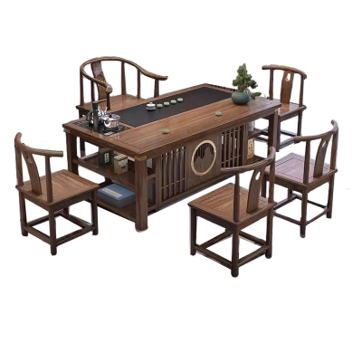 晋舰 茶台茶具套装一体禅意茶几茶桌椅组合泡茶台1.6祥和桌+围椅+4月牙