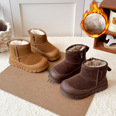 儿童雪地靴冬季新款男女宝宝棉靴加绒保暖大棉鞋加厚中童短靴