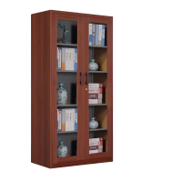 迅迈 深樱桃通玻开门柜 文件柜 钢制铁皮柜 办公资料档案柜 带锁柜储物 矮柜木纹书柜