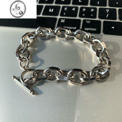 JiMicuibuju/20ss 不掉色霸气一字扣钛钢手链韩版ins风街拍手链手环潮