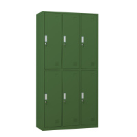 湘渭铁皮更衣柜宿舍储物柜钢制内务柜制式绿皮衣帽柜绿色6门更衣