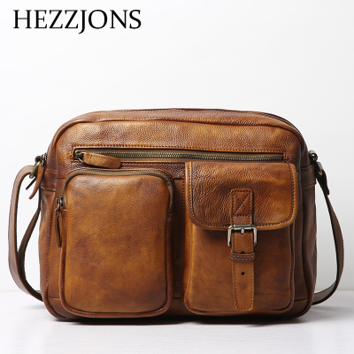 赫泽琼斯HEZZJONS纯进口男包意大利牛皮单肩斜挎包青年时尚潮流奢侈品小背包男神英伦生日礼物邮差包