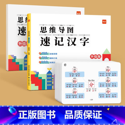 [书+卡片+配套练习]小学思维导图速记汉字 小学通用 [正版]小学生思维导图速记汉字升级版 语文认字识字升级版小学生一年