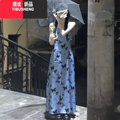 YIBUSHENG茶歇法式吊带连衣裙子女装2024年新款季小个子海边度假气质长裙