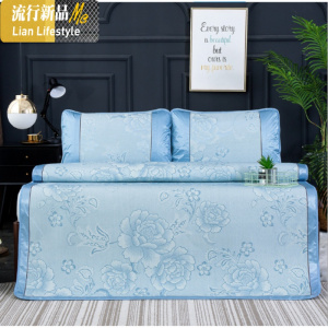 夏季1.8m床1.5冰丝席三件套双人可折叠凉席单人夏天1.2米宿舍席子 三维工匠凉席/凉枕