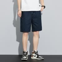 [1.5折价49元]唐狮夏季新款休闲短裤男美式工装裤宽松五分裤黑色直筒中裤潮