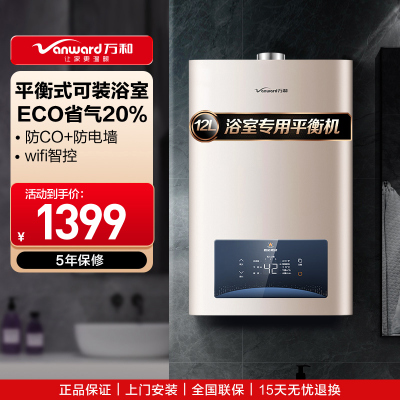 万和平衡式燃气热水器 WE3W12(天然气)12升 节能省气 可装浴室 安全防护
