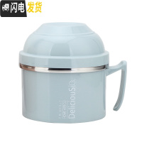 三维工匠304不锈钢多层饭盒1人上班族快餐杯饭缸学生餐盒女成人双层便当盒 1200北欧蓝(无餐具)