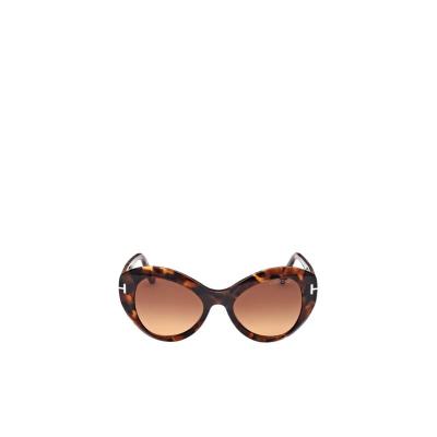 汤姆福特(Tom Ford)男款蝴蝶框太阳镜直镜腿弧度镜脚有色镜片醋酸 棕色