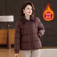 新款妈妈装棉衣加绒加厚保暖中年棉服女40-60岁翻领衣服中老年女