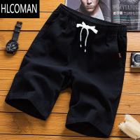 HLCOMAN麻短裤夏薄款男士五分裤休闲亚麻潮流宽松运动沙滩裤子