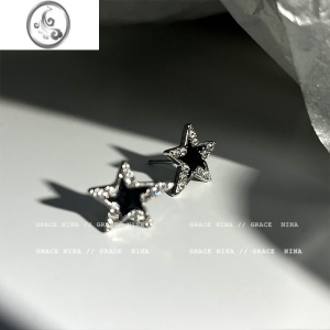 JiMi星河与你~不对称星星锆石耳钉2023新款耳环女高级感气质耳饰