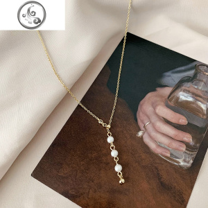 三颗珍珠ins风串珠项链女简约气质长款choker锁骨链青春小众颈链 JiMi 气质金色（电镀真金）