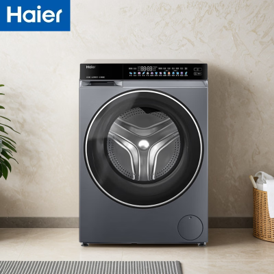 海尔全自动10kg极夜灰滚筒洗衣机XQG100-BLDE580HU1 一级能效洁净大容量设计