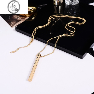 JiMi日韩时尚个性长条字母项链女ins网红钛钢毛衣链长款不掉色配饰品