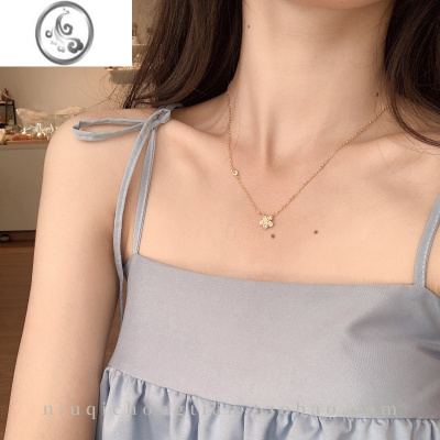 JiMiS925银银小花项链女轻奢小众设计高级感温柔锁骨链送闺蜜生日礼物