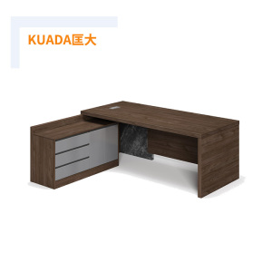 匡大 办公桌主管桌经理班台带左右侧柜2米黑胡桃色KD66-D2005 2000*900*760MM