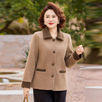 2026年女装新款呢子外套女春季薄款妈妈装春季开衫时尚女翻领衣服