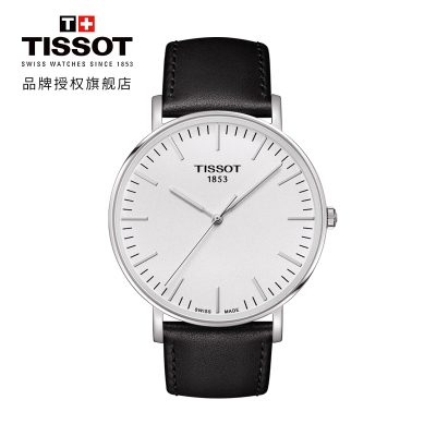 黄晓明同款-天梭(TISSOT)瑞士手表简约大方轻薄百搭魅时系列皮带男士石英表T109.610.16.031.00T109.610.16.031.00