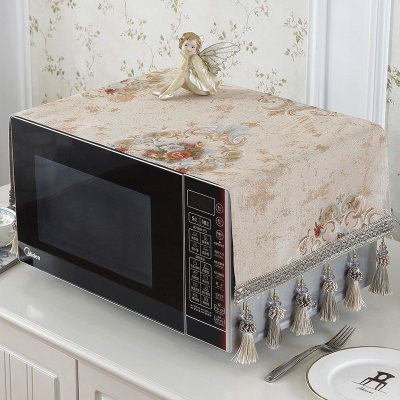 欧式微波炉罩台布防尘罩防油盖布罩子烤炉帘烤箱套布盖巾布艺防晒 舒曼尔-咖色盖布 33*100cm(尺寸基本通用)