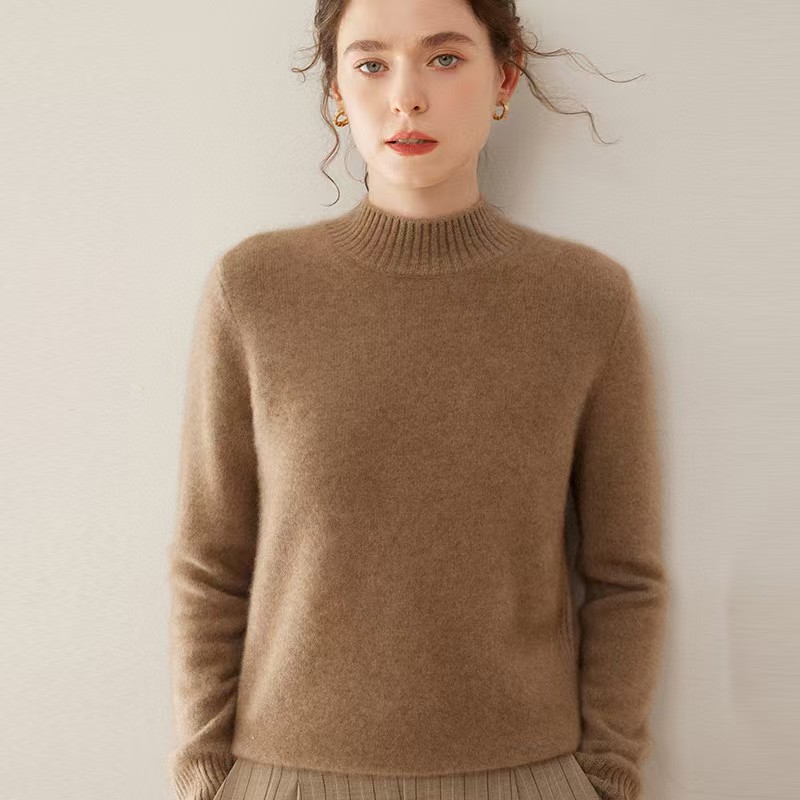 山羊绒衫秋冬新款女半高领7针加厚打底衫韩系风宽松显瘦套头毛衣