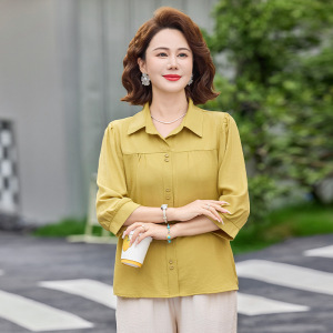 七分袖妈妈装大码宽松夏季中老年女士休闲上衣40-60岁中老年衣服