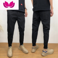 七斓男士休闲裤宽松潮牌哈伦痞帅九分裤纯色束脚裤百搭工装裤子男