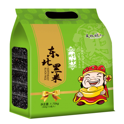 天地粮人 精品黑米礼袋装 350g*5包营养美味