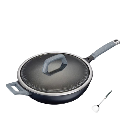 爱仕达(ASD)炒锅魔法石系列4-6人无烟不粘锅32cm能铁铲高端炒菜锅F1Q电磁炉通用旗舰正品CL32F1Q-BU