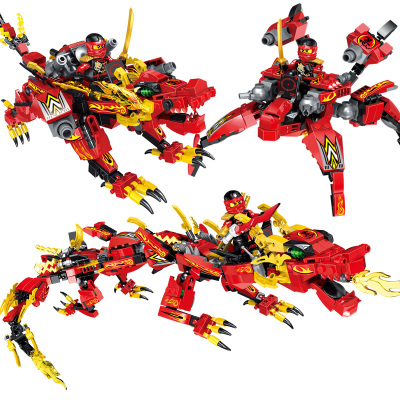 汇奇宝兼容乐高幻影忍者人仔龙族益智儿童拼装恐龙玩具积木男孩子塑料6-14岁龙族骑士-红龙468颗粒-