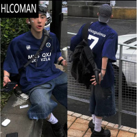 HLCOMAN美式潮牌创意个性ins字母短袖T恤男款夏季高街半袖上衣服
