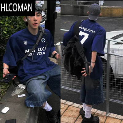 HLCOMAN美式潮牌创意个性ins字母短袖T恤男款夏季高街半袖上衣服
