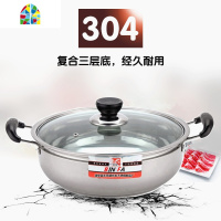 不锈钢汤锅家用火锅煮锅加厚平底奶锅不粘锅双耳大汤锅电磁炉 FENGHOU 28CM多层底