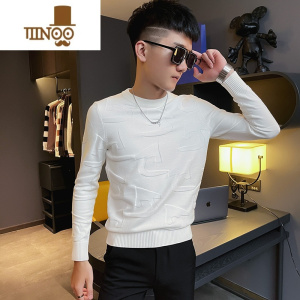 YANXU高端毛衣男士修身潮牌上衣服2023新款痞帅内搭针织打底衫