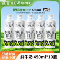 悦鲜活鲜牛奶450mlx10瓶君乐宝纯牛奶瓶装生牛乳营养早餐巴氏低温奶顺丰冷链