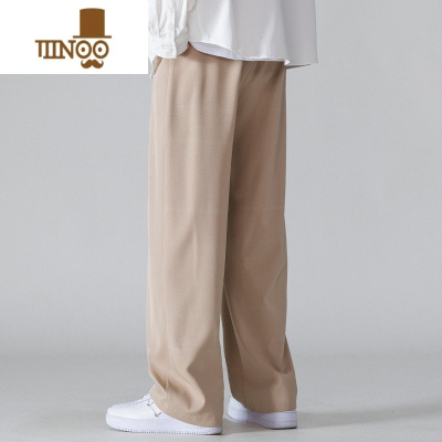 YANXU夏季薄款宽松冰丝裤子男直筒垂感西裤男生运动速干裤阔腿休闲长裤