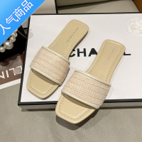 SUNTEK平底编织凉拖鞋仙女鞋子夏季外穿2023年新款三亚度假沙滩罗马凉鞋