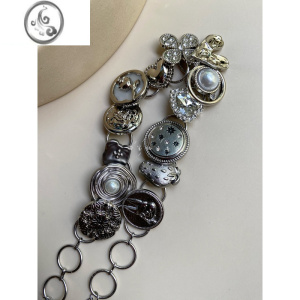 JiMi桃之原创钛钢甜酷辣妹y2k朋克暗黑复古重工小众choker锁骨链项链 银色有延长链可调节松紧