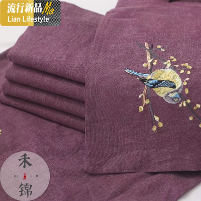 高端刺绣棉老粗布床单三件套夏季色绣花中国风加厚三件套 三维工匠