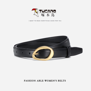 啄木鸟皮带女士真品2025新款配牛仔裤腰带时尚百搭黑色ins女款潮