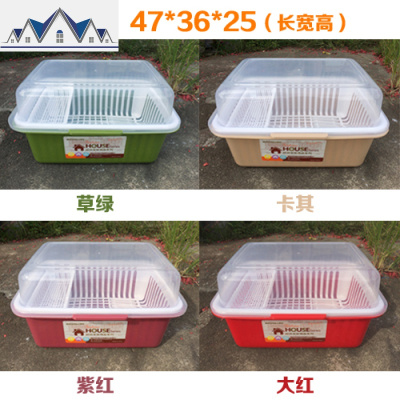 特大塑料碗柜翻盖厨房沥水碗架 家庭碗盘置物架 餐具收纳放碗箱 三维工匠