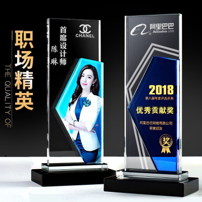 优佚新款奖杯水晶定制创意刻字年会颁奖表彰奖牌银行汽车保险公司颁奖纪念品定做250*120mm