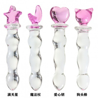 水晶自玩棒冰火刺激女用自玩G点后庭肛拉珠情趣用品玻璃性工具 爱心钥B102