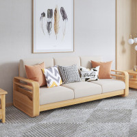 域赢北欧民宿简约小户型客厅公寓实木布艺沙发现代家具-三人位