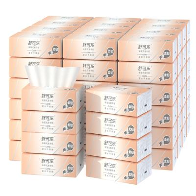 舒可乐 可湿水抽取式纸面巾4层40抽每包原生木浆抽纸纸巾实惠装餐巾纸家庭装纸抽卫生纸家用母婴可用 80包箱装