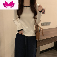 七斓2023新款洋气打底衫修身内搭设计感小众长袖T恤女早冬上衣