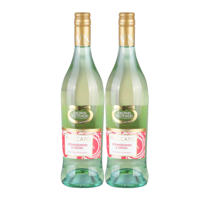 布琅兄弟莫斯卡托草莓奶油风味甜白葡萄酒配制酒双支礼盒750ml*2
