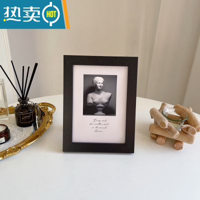 敬平ins风简约艺术画相框7寸桌面摆件卧室装饰画家居背景装饰品可挂墙 黑色相框+石膏人物 7寸