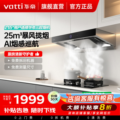 华帝(vatti)25m³抽油烟机跨界三腔惊世·S12 直流变频1000Pa静压 欧式挥手即开自清洁单烟机i11183
