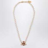 Vivienne Westwood KITTY珍珠项链金色金属挂坠锁扣粉色水晶吊牌